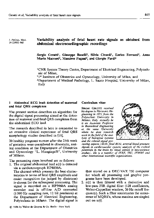 (PDF) Variability analysis of fetal heart rate signals as obtained from ...