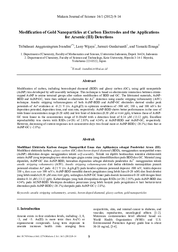 (PDF) Modification of Gold Nanoparticles at Carbon Electrodes and the ...