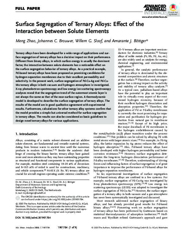 (PDF) Surface Segregation of Ternary Alloys: Effect of the Interaction ...