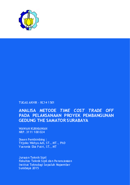 (PDF) Analisa Metode Time Cost Trade Off Pada Pelaksanaan Proyek ...