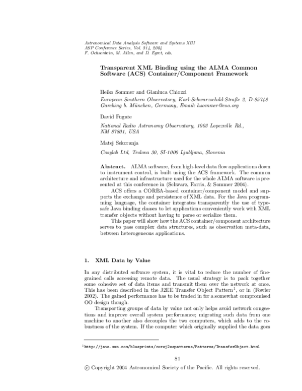 (PDF) Transparent XML binding using the ALMA Common Software (ACS ...