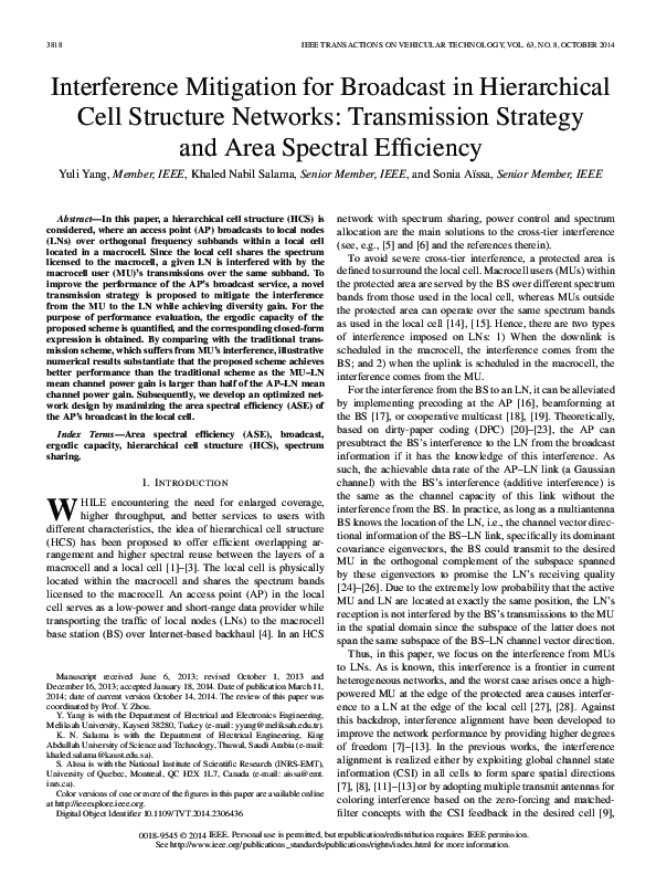 (PDF) Interference Mitigation for Broadcast in Hierarchical Cell ...