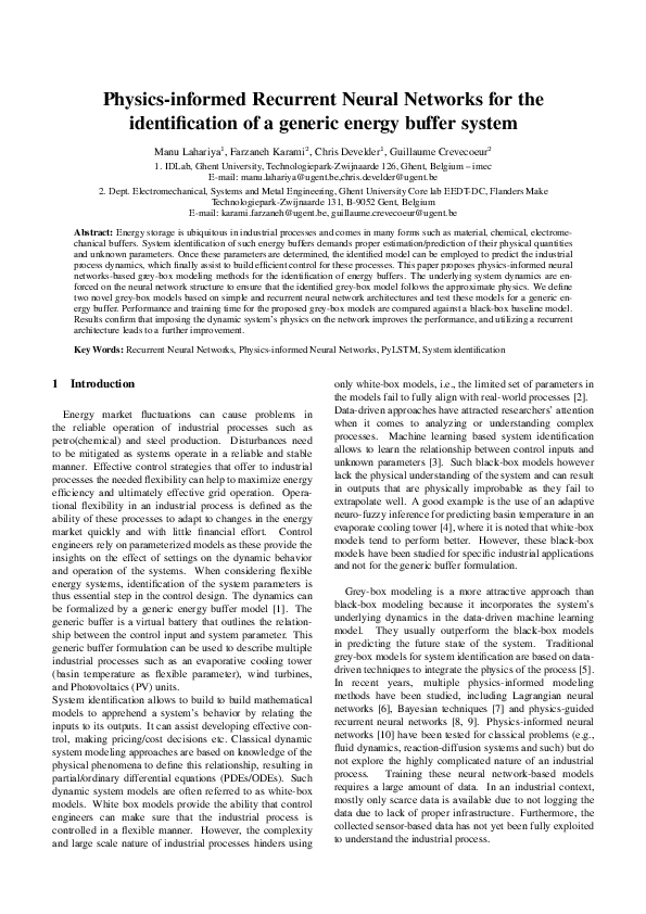 (PDF) Physics-informed Recurrent Neural Networks for The Identification ...