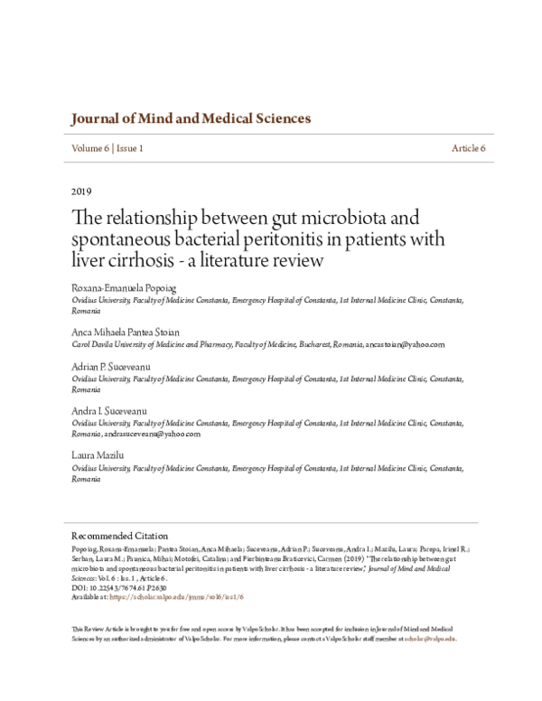 (PDF) The relationship between gut microbiota and spontaneous bacterial ...