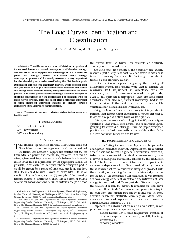 (PDF) The Load Curves Identification and Classification