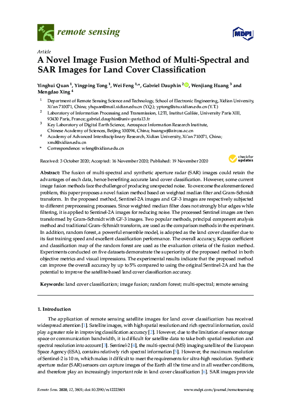(PDF) A Novel Image Fusion Method of Multi-Spectral and SAR Images for ...