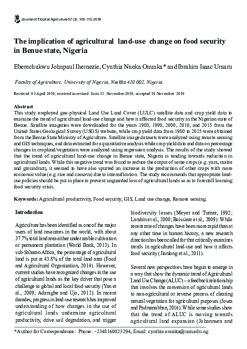 (PDF) The implication of agricultural land-use change on food security ...