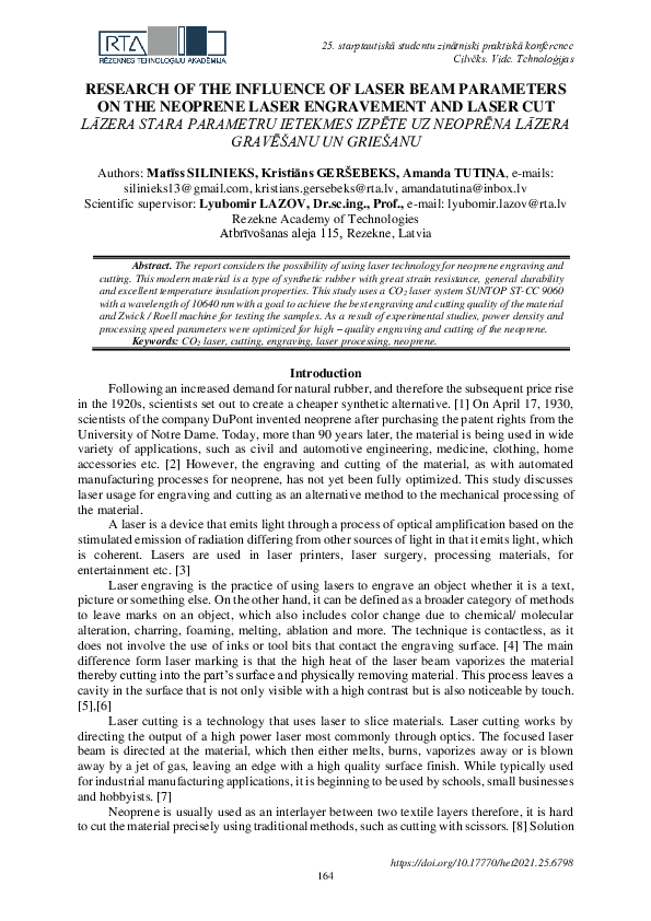 (PDF) Research of the Influence of Laser Beam Parameters on the ...