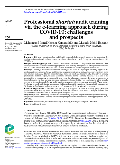 (PDF) Professional Shariah Audit Training Via the E-learning Approach ...