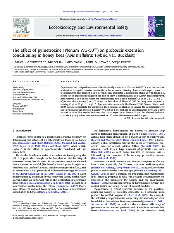(PDF) The effect of pymetrozine (Plenum WG-50®) on proboscis extension ...