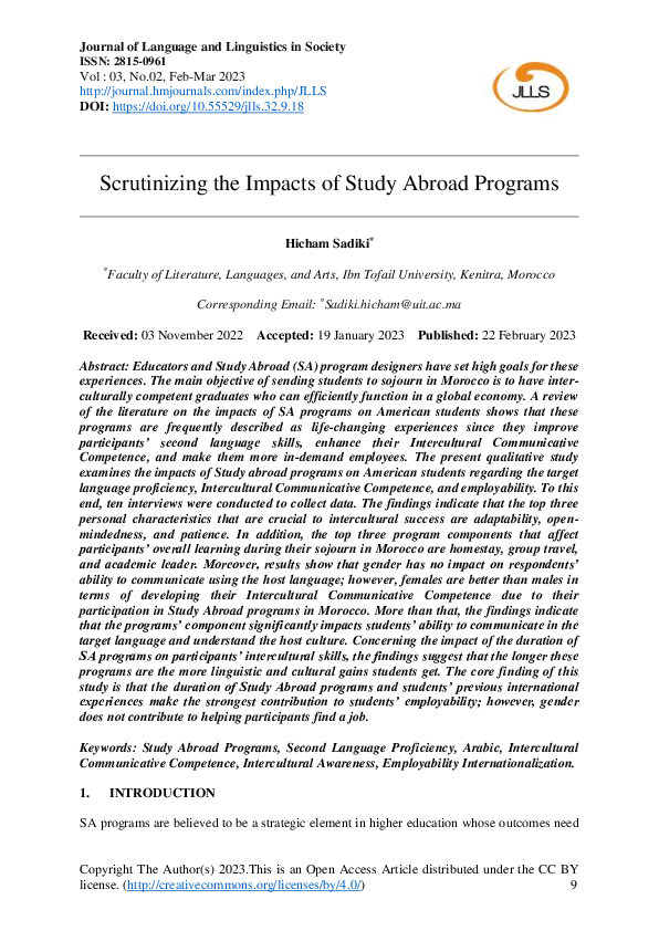 (PDF) Scrutinizing the Impacts of Study Abroad Programs