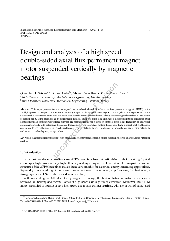 (PDF) Design and analysis of a high speed double-sided axial flux ...