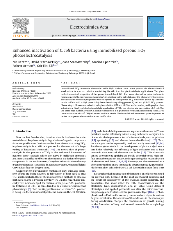 (PDF) Enhanced inactivation of E. coli bacteria using immobilized ...