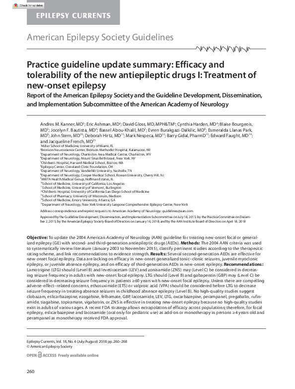 (PDF) Practice guideline update summary: Efficacy and tolerability of ...