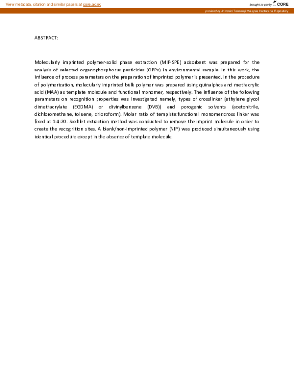 (PDF) Molecularly imprinted polymers for solid-phase extraction of 1 ...