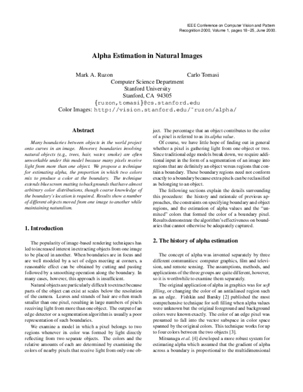 (PDF) Alpha estimation in natural images
