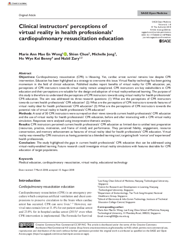 (PDF) Clinical instructors' perceptions of virtual reality in health ...