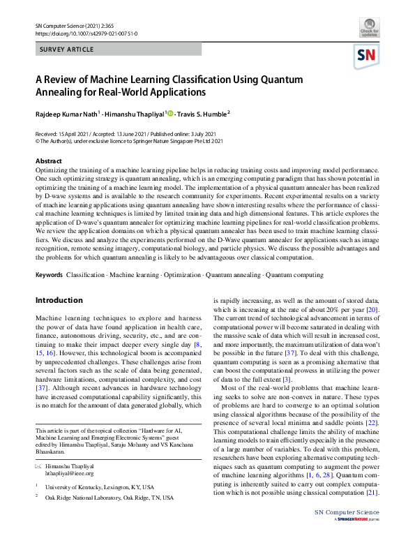 (PDF) A Review of Machine Learning Classification Using Quantum ...