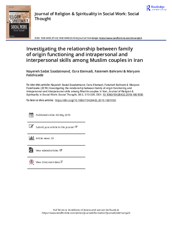 (PDF) Investigating the relationship between family of origin ...