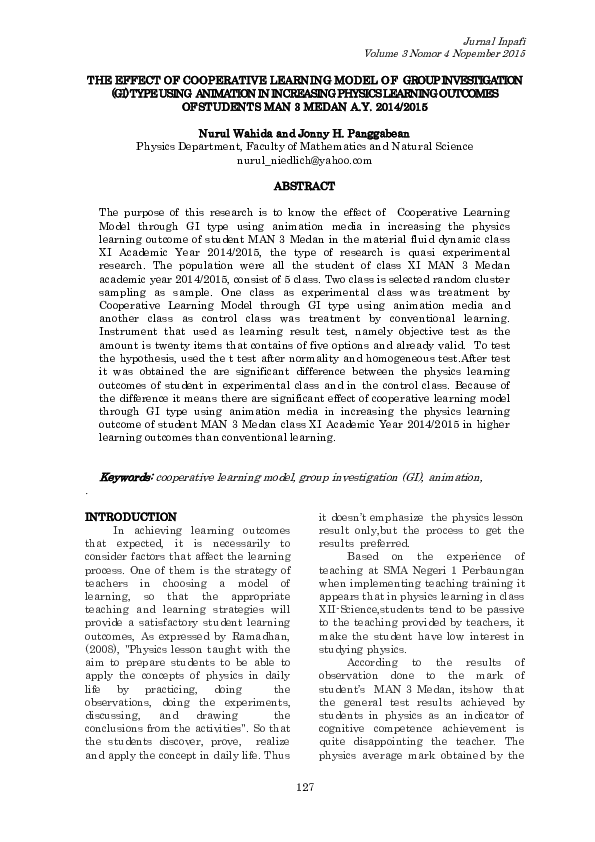 (PDF) The Effect of Cooperative Learning Model of Group Investigation ...