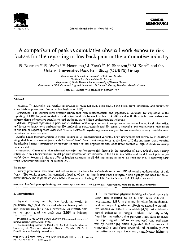 (PDF) A comparison of peak vs cumulative physical work exposure risk ...
