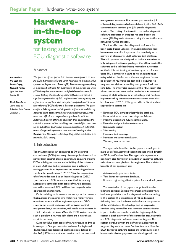 (PDF) Hardware-in-the-Loop System for Testing Automotive Ecu Diagnostic ...