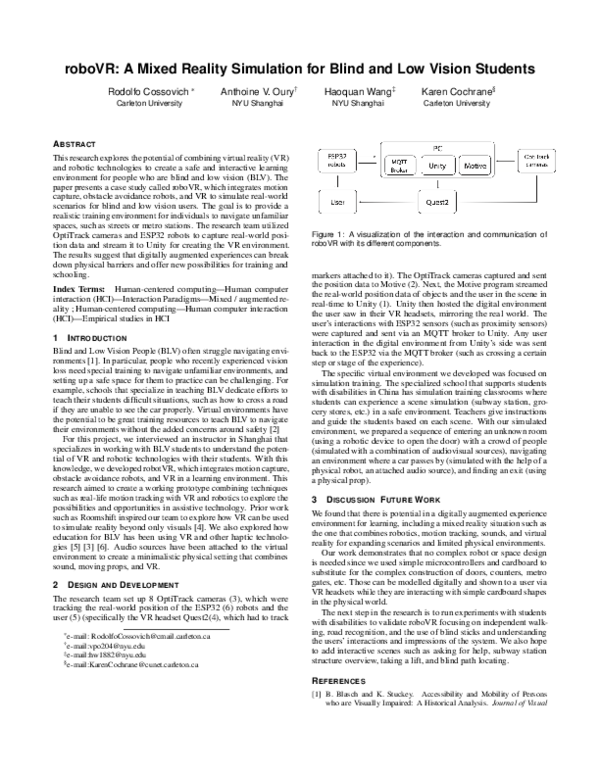 (PDF) roboVR: A Mixed Reality Simulation for Blind and Low Vision Students