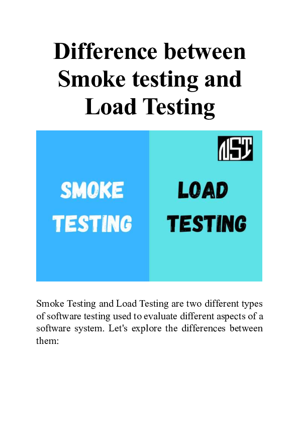 (PDF) Difference between Smoke testing and Load Testing