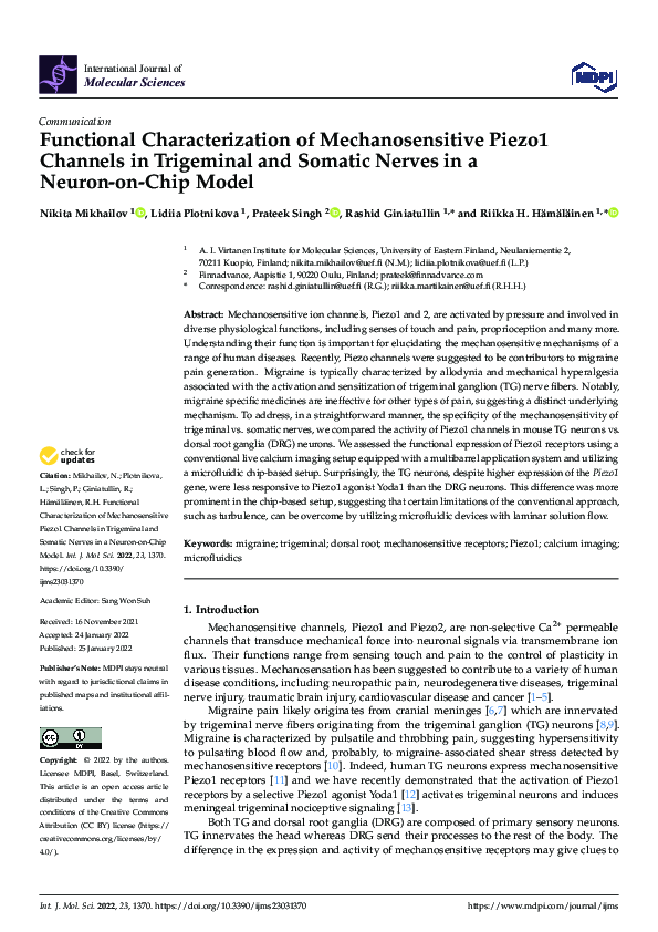 (PDF) Functional Characterization of Mechanosensitive Piezo1 Channels ...