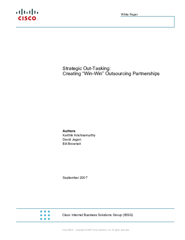 (PDF) Strategic Out-Tasking: Creating “win–win” outsourcing partnerships