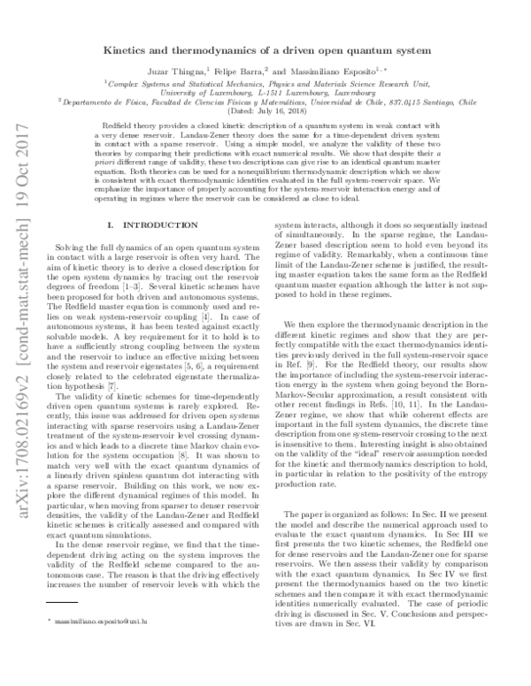 (PDF) Kinetics and thermodynamics of a driven open quantum system