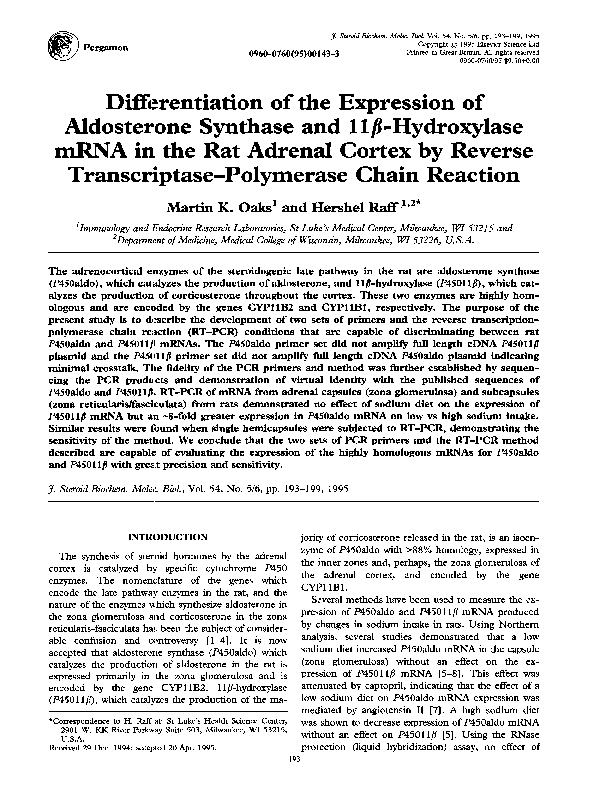 (PDF) Differentiation of the expression of aldosterone synthase and 11β ...