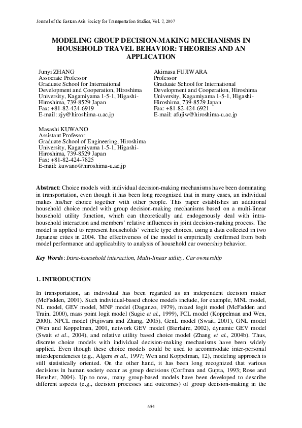 (PDF) Modeling Group Decision-Making Mechanisms in Household Travel ...