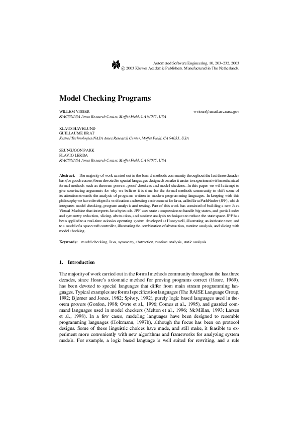 (PDF) Model checking programs