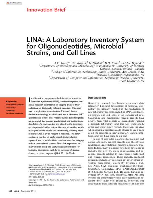 (PDF) LINA: A Laboratory Inventory System for Oligonucleotides ...
