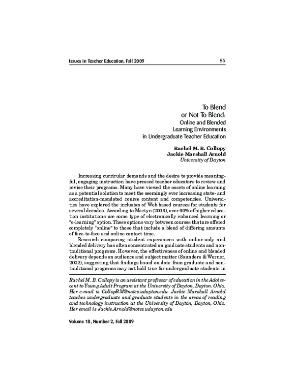 (PDF) To Blend or Not to Blend: Online and Blended Learning ...