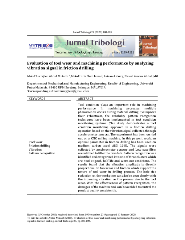 (PDF) Evaluation of tool wear and machining performance by analyzing ...