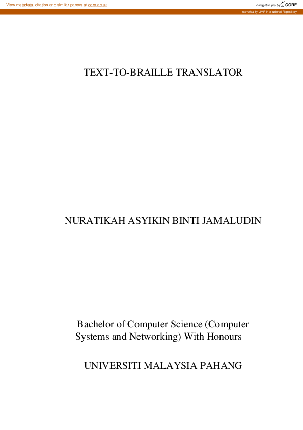 (PDF) Texttobraille translator