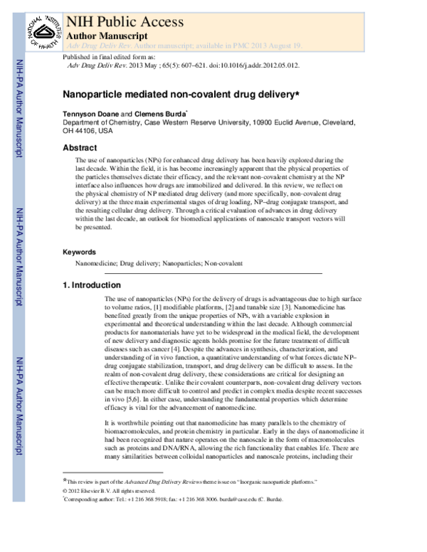 (PDF) Nanoparticle mediated non-covalent drug delivery