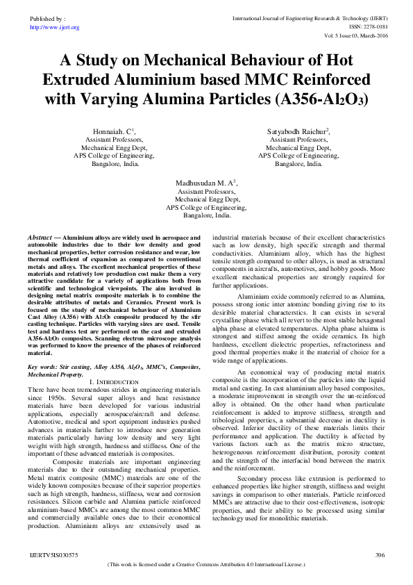 (PDF) A Study on Mechanical Behaviour of Hot Extruded Aluminium based ...
