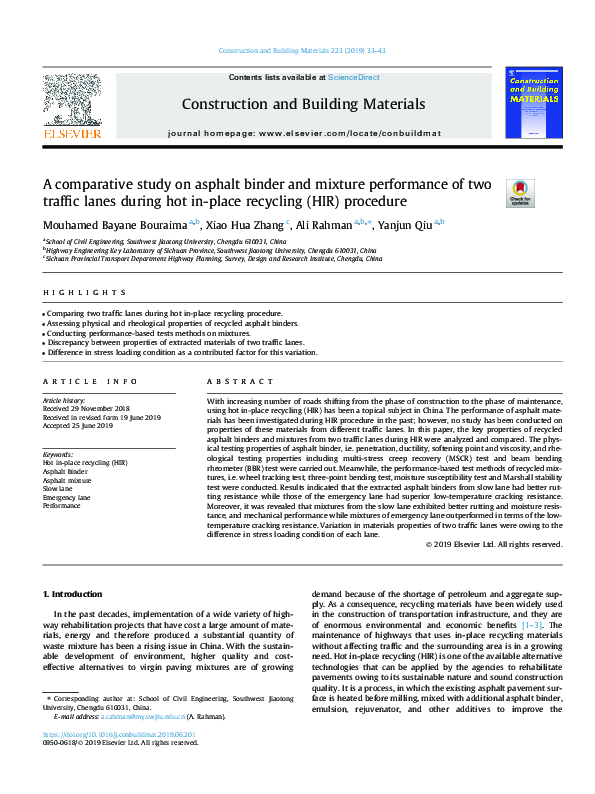 (PDF) A comparative study on asphalt binder and mixture performance of ...
