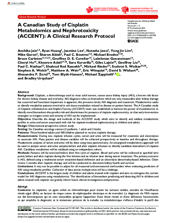 (PDF) A Canadian Study of Cisplatin Metabolomics and Nephrotoxicity ...