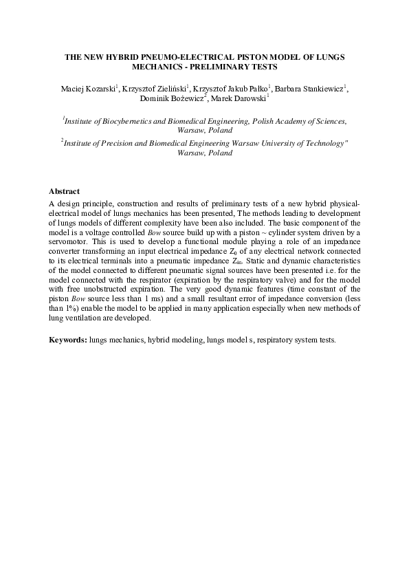 (PDF) The New Hybrid Pneumo-electrical Piston Model of Lungs Mechanics ...