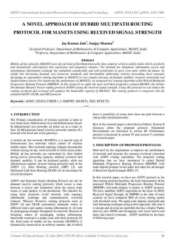 (PDF) A Novel Approach of Hybrid Multipath Routing Protocol for Manets ...