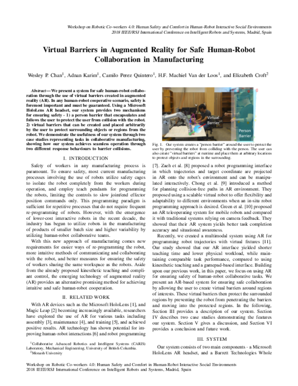 (PDF) Virtual barriers in augmented reality for safe human-robot ...