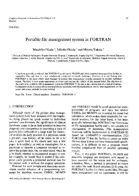 (PDF) Portable file management system in FORTRAN