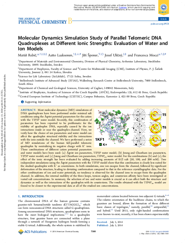 (PDF) Molecular Dynamics Simulation Study of Parallel Telomeric DNA ...