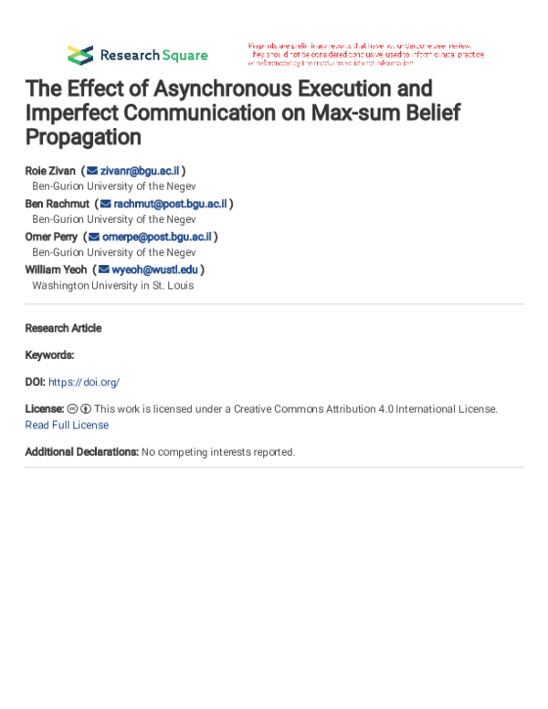 (PDF) The Effect of Asynchronous Execution and Imperfect Communication ...