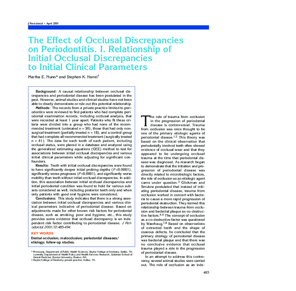 (PDF) The Effect of Occlusal Discrepancies on Periodontitis. I ...