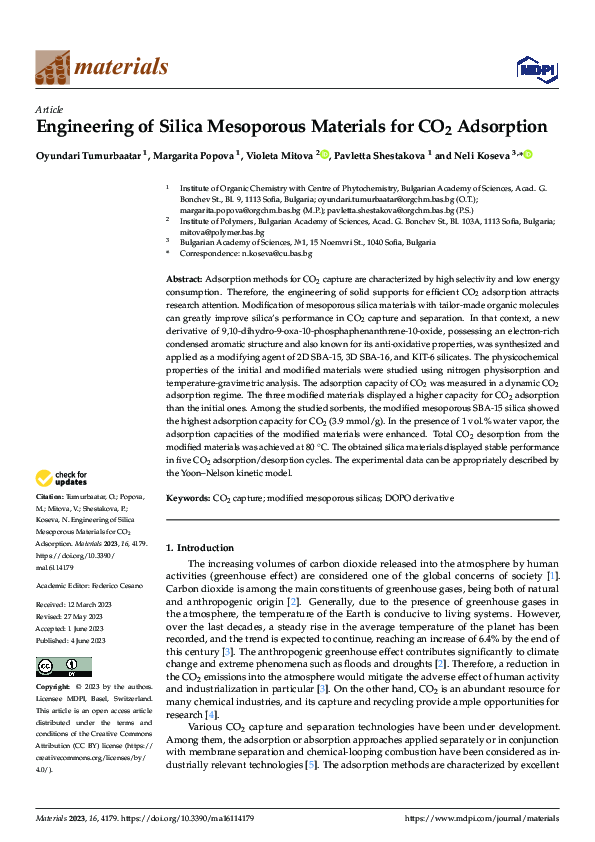 (PDF) Engineering of Silica Mesoporous Materials for CO2 Adsorption